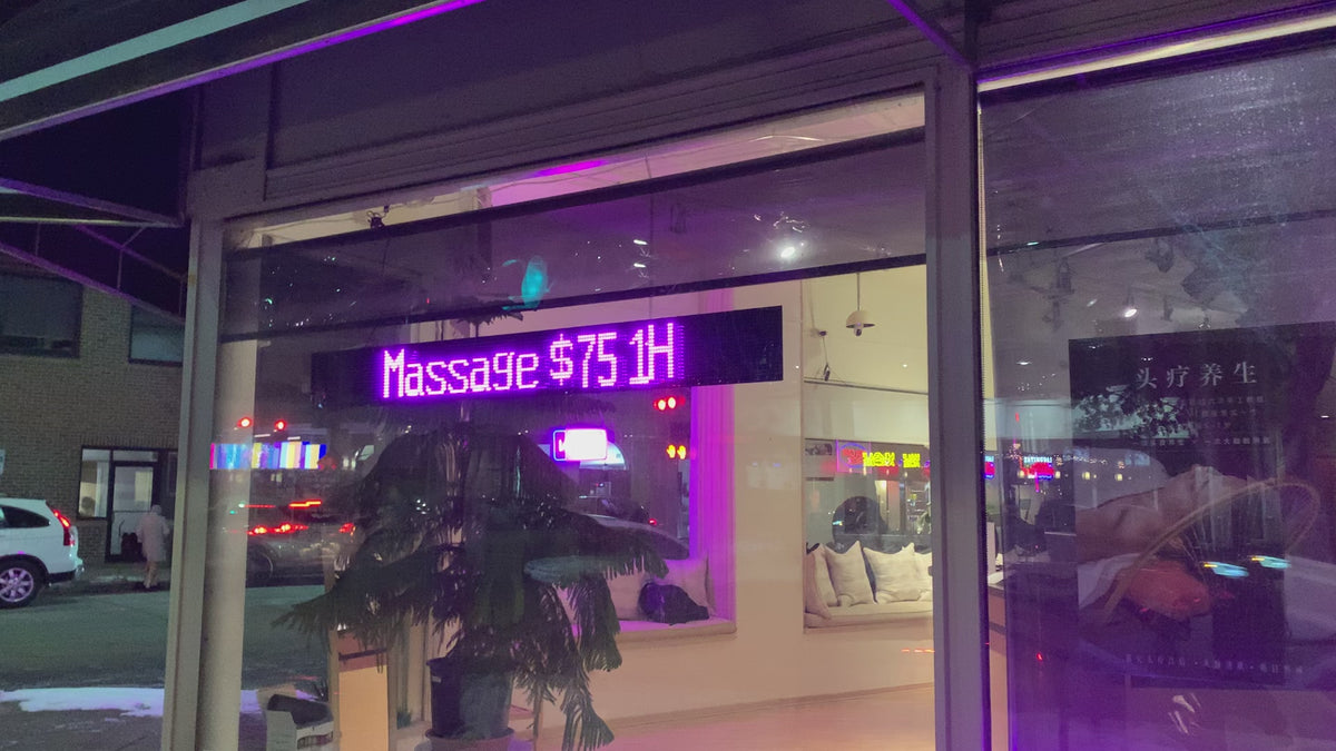 Video of a 70-inch PIXELLAB Soft LED Sign on a storefront